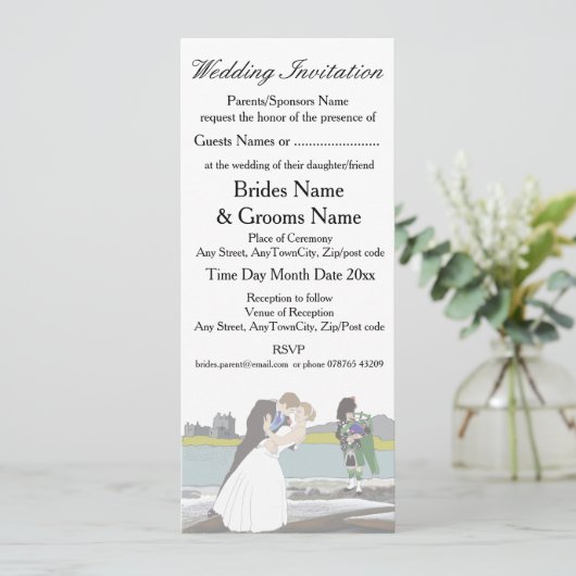 スコティ伝統的ッシュとケルト結婚ックのテーマ 招待状 (スタンド正面)