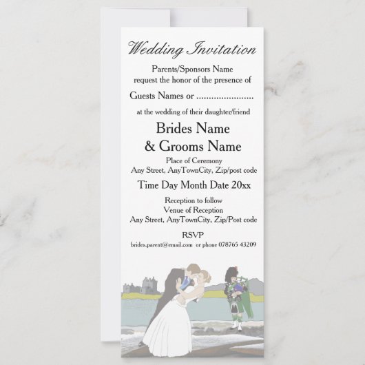 スコティ伝統的ッシュとケルト結婚ックのテーマ 招待状 (正面)