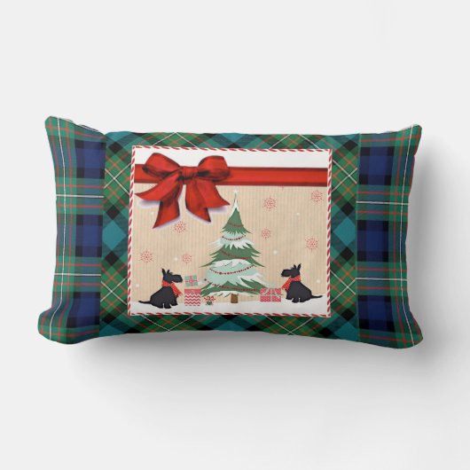 スコティ犬のクリスマスピロー ランバークッション (正面)
