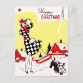 スコティ犬の挨拶とグラマー・ガール ポストカード (正面)