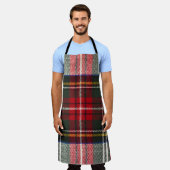 スコティ赤と白ッシュタータンチェックのプレイド。 エプロン (着用した状態)