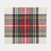 スコティ赤と白ッシュタータンチェックのプレイド。 フリースブランケット (正面(横))