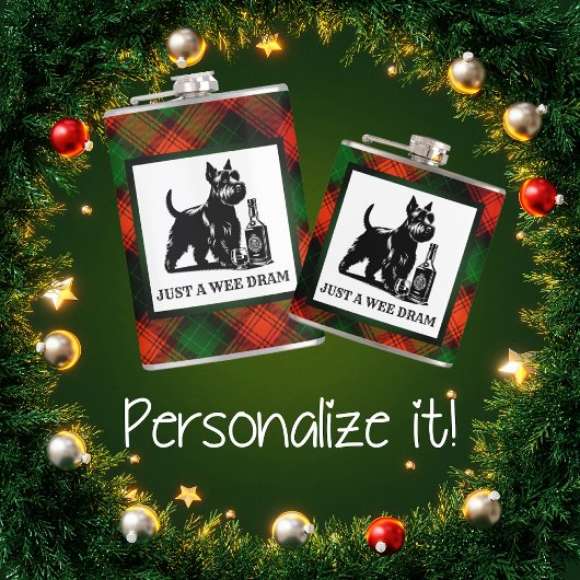 スコテカスタマイズィドッグとタータンチェックウィードラム フラスク