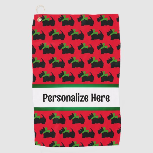 スコテ人気があるドッグパーソナライズされた ゴルフタオル (正面)