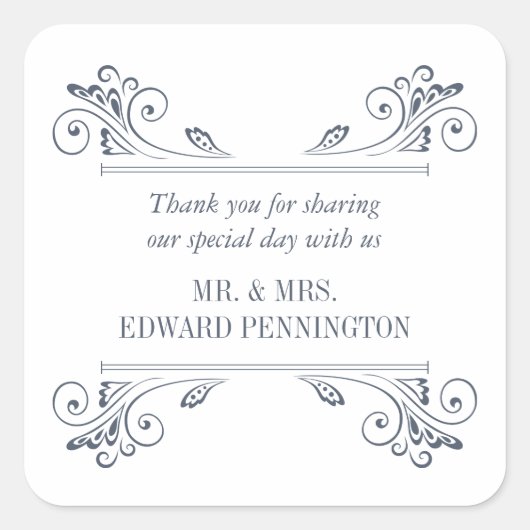 スコネエレガントス結婚ステッカー スクエアシール (正面)