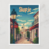 スコピエノースマケドニアヴィンテージトラベルイラストレーション ポストカード (正面)
