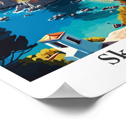 スコペロスギリシャトラベルアートヴィンテージイラストレーション ポスター (角)