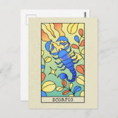 スコルピオ座の抽象アート ヴィンテージ ポストカード (正面/裏面)