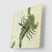 スコルピオ、ヴィンテージ星座ウラニアの鏡 スクエア壁時計 (傾斜)