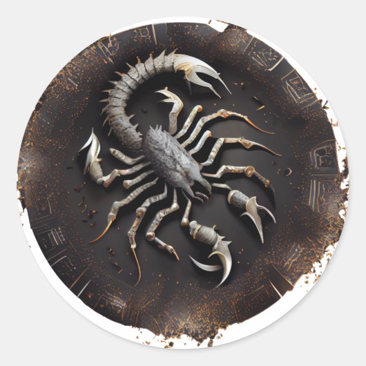 スコーピウス〔占星術の〕十二宮図グラフィック ラウンドシール (正面)