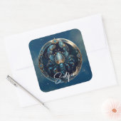 スコーピエレガントオン〔占星術の〕十二宮図シンボルブラック金ゴールド蠍座 スクエアシール (封筒)