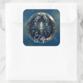 スコーピエレガントオン〔占星術の〕十二宮図シンボルブラック金ゴールド蠍座 スクエアシール (バッグ)