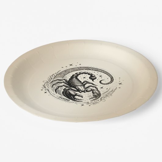 スコーピオンクレセントムーンアストロロジー〔占星術の〕十二宮図蠍座 ペーパープレート (アングル)