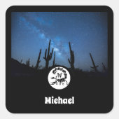 スコーピオンシルエットモノグラムフォト名タグ スクエアシール (正面)