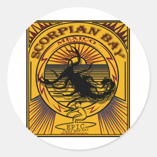 スコーピオンベイバハメキシコサーフィン ラウンドシール (正面)