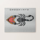 スコーピオン〔占星術の〕十二宮図サインハートラブダークグレーアドネーム ジグソーパズル (横)