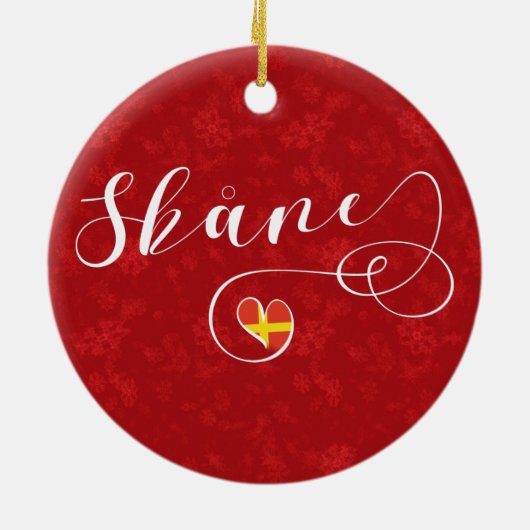 スコーン国旗のハート、スウェーデン、スカンシア セラミックオーナメント (裏面)