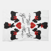 「スコ素晴らしット！」，スコッティッシュ·テリアー/レッド·ラブ·ハート キッチンタオル (横)