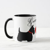 「スコ素晴らしット!」 スコティッシュ·テリアー、赤いカラー/ハート マグカップ (左)