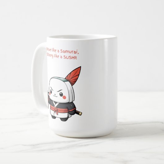 スシのような強い侍のように勇敢だ コーヒーマグカップ (正面左)