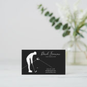 スシンプルイングシルエットブラックゴルフインストラクター 名刺 (スタンド正面)