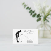 スシンプルイングシルエットホワイトゴルフインストラクター 名刺 (スタンド正面)