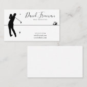 スシンプルイングシルエットホワイトゴルフインストラクター 名刺 (正面/裏面)