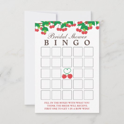 スシンプルイートさくらんぼブライダルシャワービンゴカード 招待状 (正面)