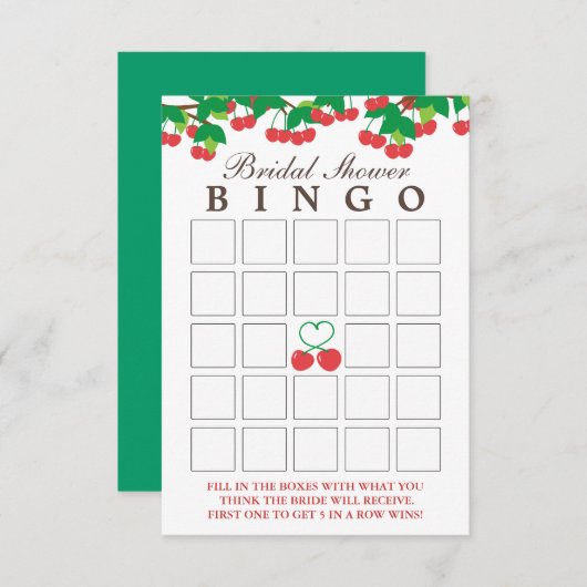 スシンプルイートさくらんぼブライダルシャワービンゴカード 招待状 (正面/裏面)