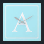 スシンプルカイブルーモノグラム スクエア壁時計<br><div class="desc">お買い上げ頂きありがとうございます！</div>