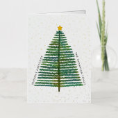 スシンプルカンジナビアのクリスマスツリー金ゴールドスター 箔シーズンカード (正面)