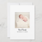 スシンプルクリエレガントプト生まれたばかりのベビーミニマリストシック 案内状 (裏面)