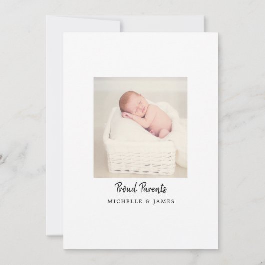 スシンプルクリエレガントプト生まれたばかりのベビーミニマリストシック 案内状 (裏面)