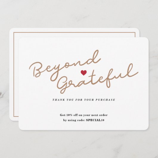 スシンプルクリプトとハート – ビジネスサンキューカード サンキューカード (正面/裏面)