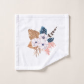 ススキと羽毛の白バスタオオルセット バスタオルセット (ウォッシュタオル)