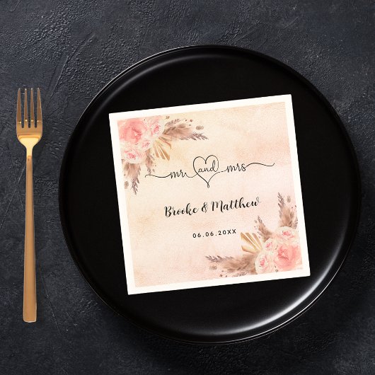 ススキの花がミセス・ミセス・ハート結婚ズ スタンダードカクテルナプキン