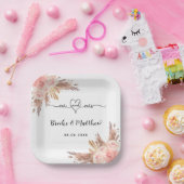 ススキ花ミセス・ハート・ボホ結婚ズ ペーパープレート (パーティー)