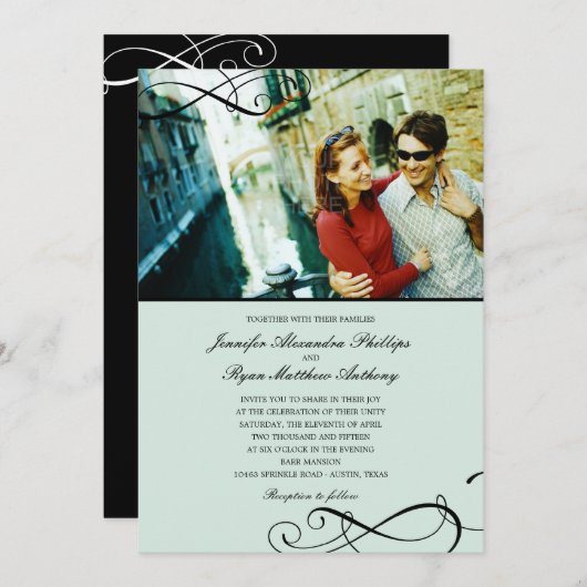 ススタイリッシュク結婚ロールズ招待状 招待状 (正面/裏面)