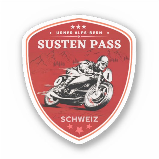 スステンパススイスアルプスのモーターサイクルツアー シール (正面)
