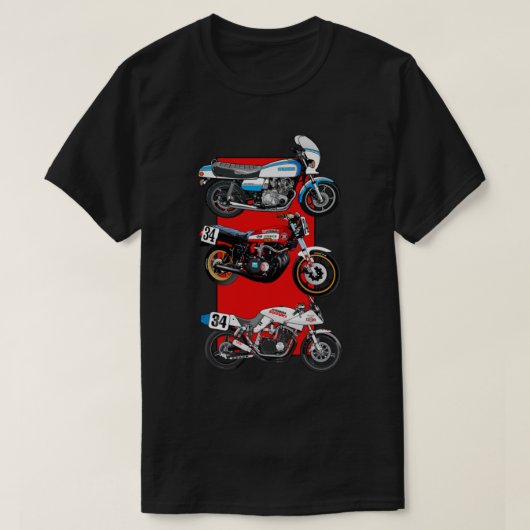 スズキ種のオートバイ進化 Tシャツ (デザイン正面)