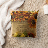 スズバスケットにオレンジ色のひまわり クッション (ブランケット)