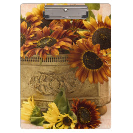 スズバスケットにオレンジ色のひまわり クリップボード