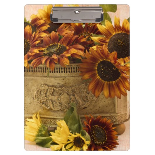 スズバスケットにオレンジ色のひまわり クリップボード (正面)