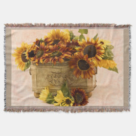 スズバスケットにオレンジ色のひまわり スローブランケット