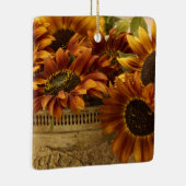 スズバスケットにオレンジ色のひまわり セラミックオーナメント (右)