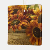 スズバスケットにオレンジ色のひまわり セラミックオーナメント (左)