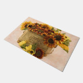 スズバスケットにオレンジ色のひまわり ドアマット (アングル)