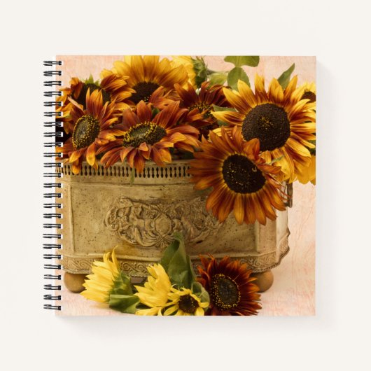 スズバスケットにオレンジ色のひまわり ノートブック (正面)