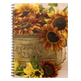 スズバスケットにオレンジ色のひまわり ノートブック