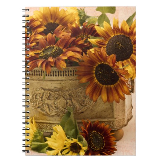 スズバスケットにオレンジ色のひまわり ノートブック (正面)